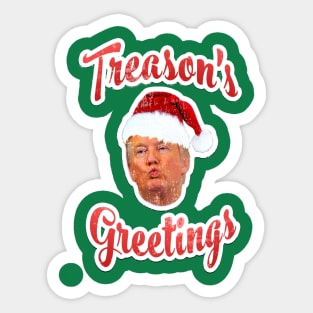 TREASON'S GREETINGS Anti Trump Funny Christmas Graphic Tee T-Shirt Sticker